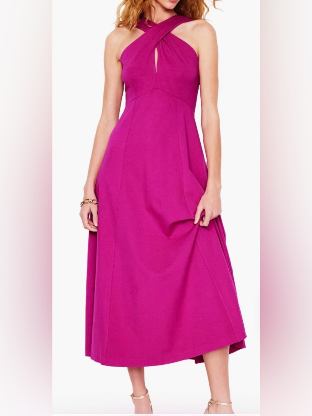 Boden Cross Front Fuschia Magenta Sleeveless Maxi Dress Size 8
